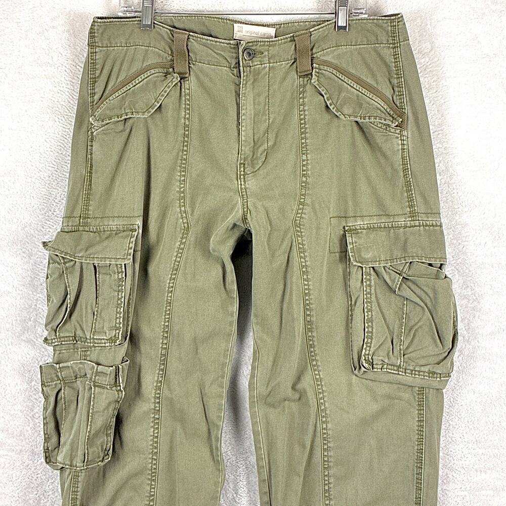VTG Gap Cargo Pant Men 34x34 Olive Drab Military Baggy M65 Paratrooper Baggy Y2K - Picture 2 of 13